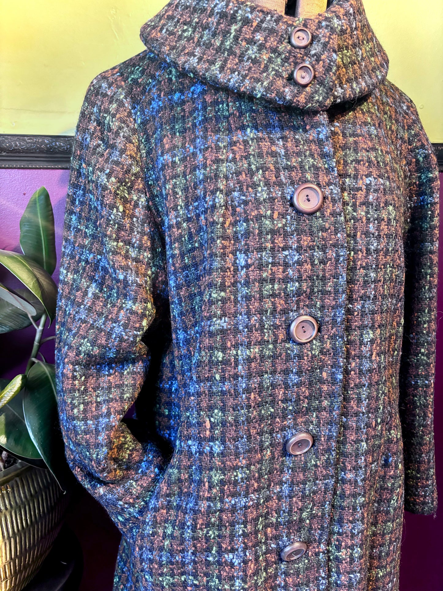 Speckled Tweed Wool Coat