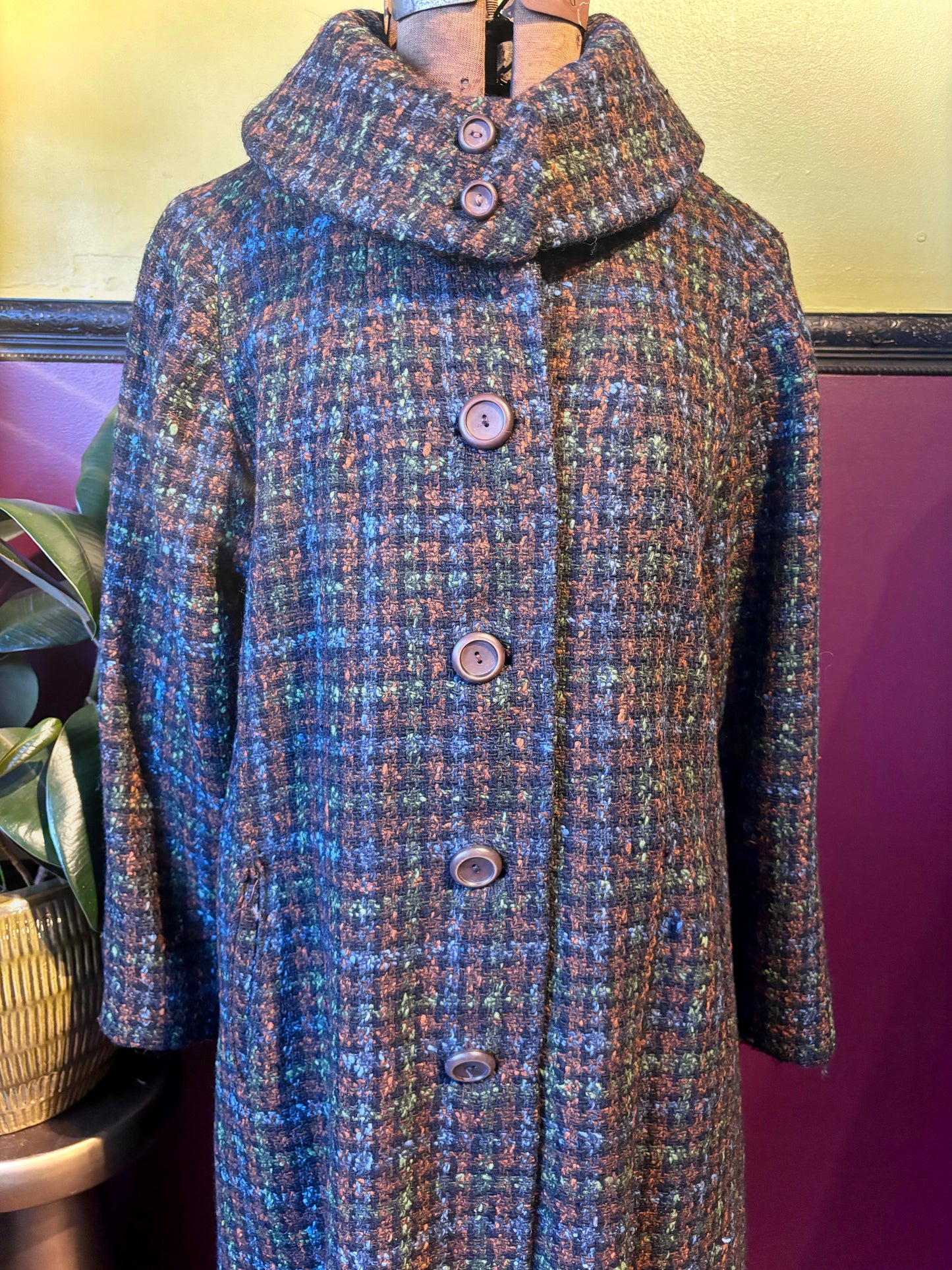 Speckled Tweed Wool Coat