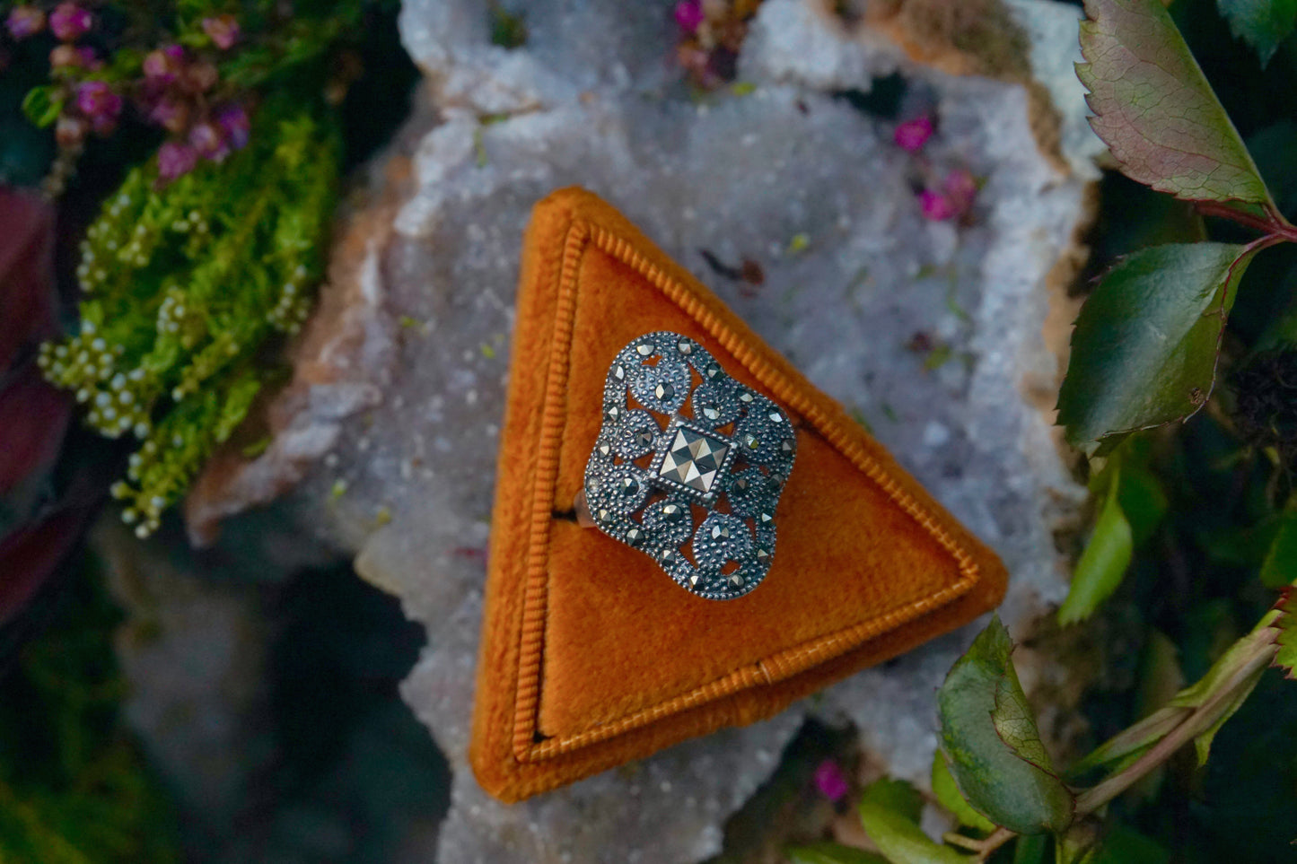 Marcasite Shield with Hearts