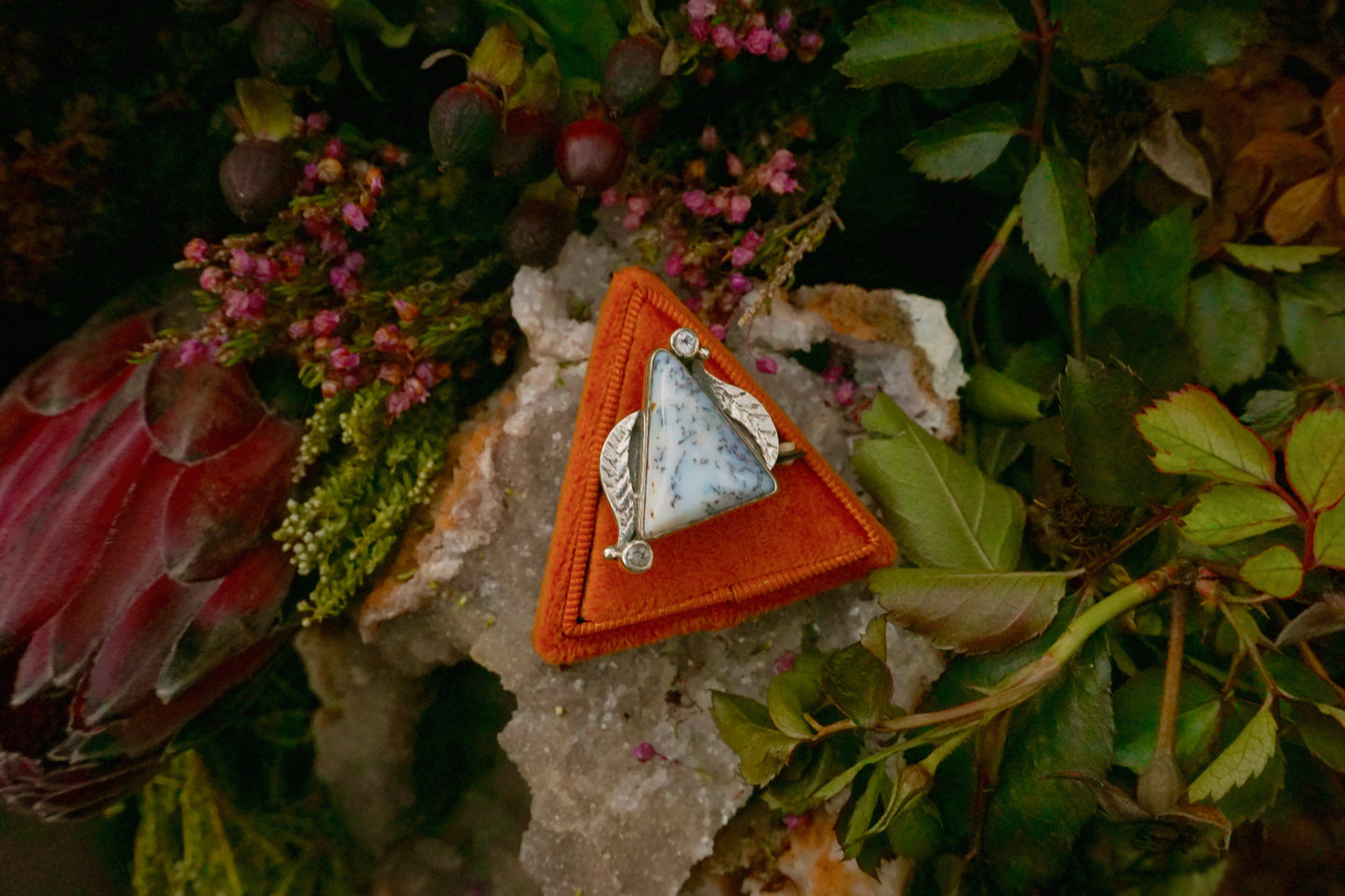 Dendritic Opal with Aquamarine