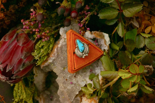 Feathers around Turquoise Ring