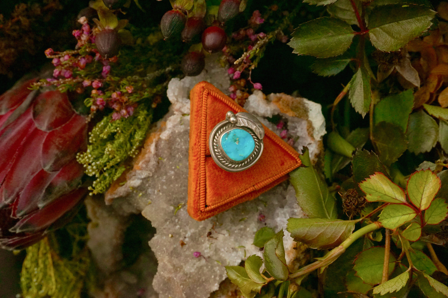 Feather in the Round Turquoise Ring