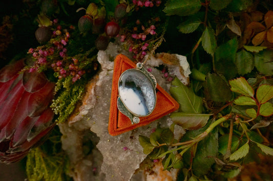 Dendritic Opal with Aquamarine